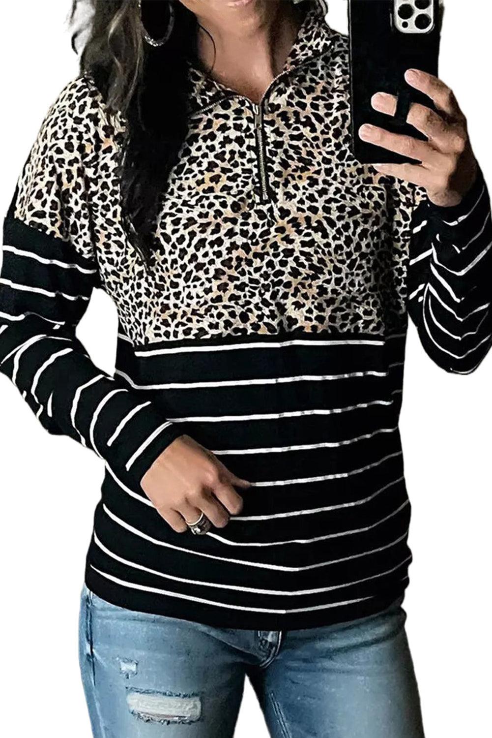 Striped Zipper Pullover Sweatshirt - L & M Kee, LLC