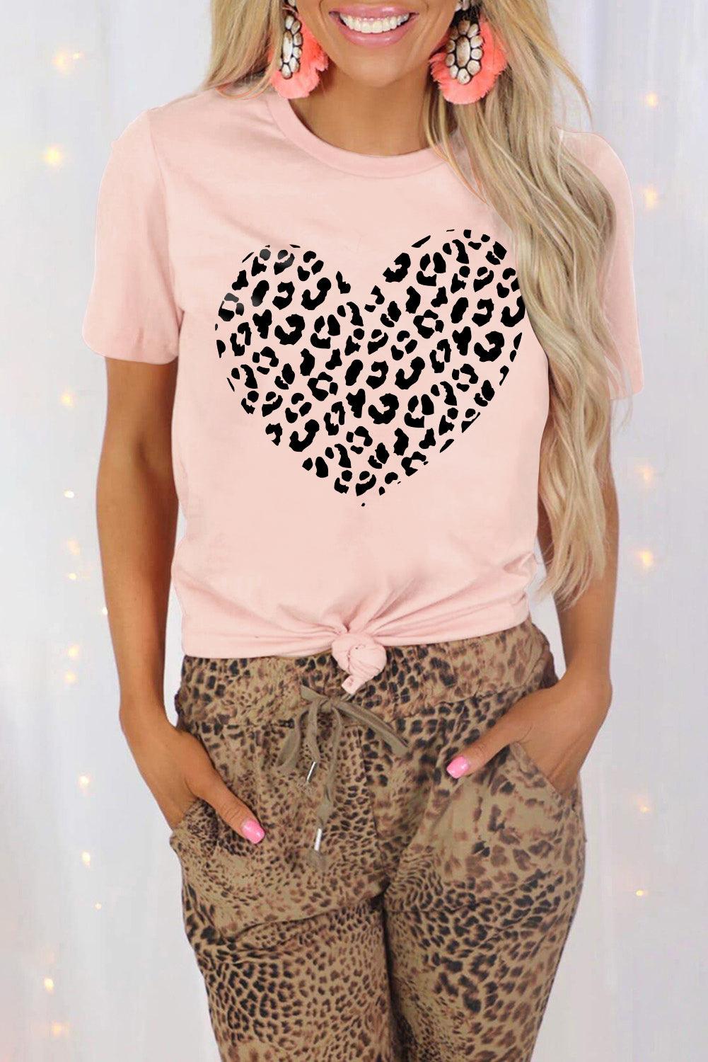 Khaki AMEN Leopard Print Short Sleeve Graphic T Shirt - L & M Kee, LLC