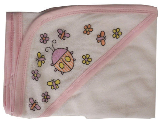 Hooded Towel with Pink Binding and Screen Prints 021SP - L & M Kee, LLC
