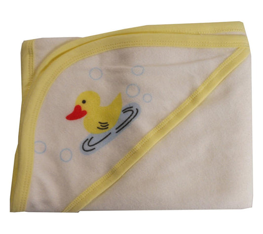 Hooded Towel with Yellow Binding and Screen Prints 021SY - L & M Kee, LLC