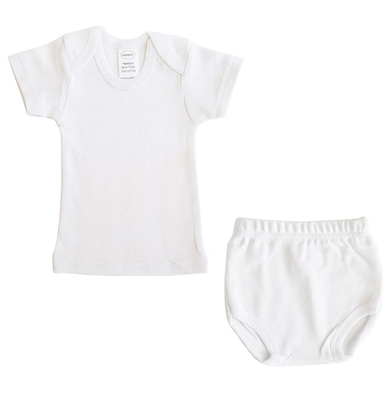 White Interlock T- Shirt & Panty Set 025B - L & M Kee, LLC
