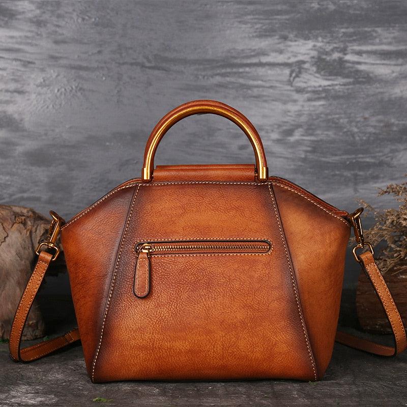 Luxury Women Genuine Leather Handbags Ladies Retro Elegant Shoulder Messenger Bag Cow Leather Handmade Womans Bags - L & M Kee, LLC