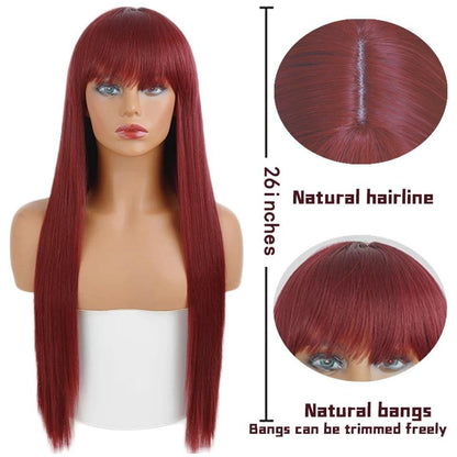 Long Straight Wig With Bangs - L & M Kee, LLC