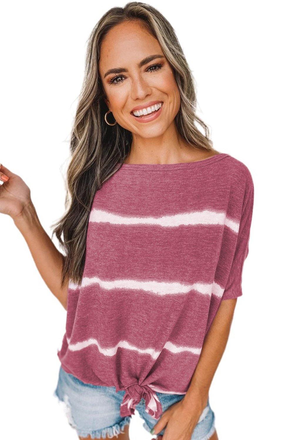 Fuchsia Tie-dye Print Loose T-shirt - L & M Kee, LLC