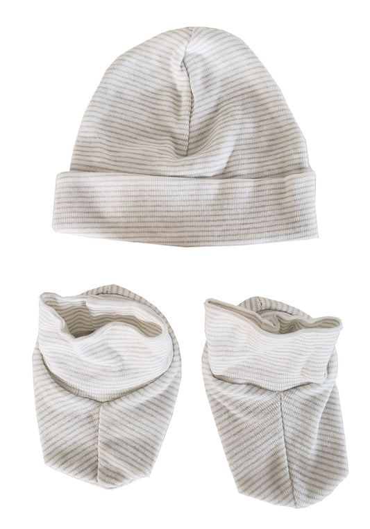 Baby Cap and Bootie Set 030.STRIPED.GREY - L & M Kee, LLC