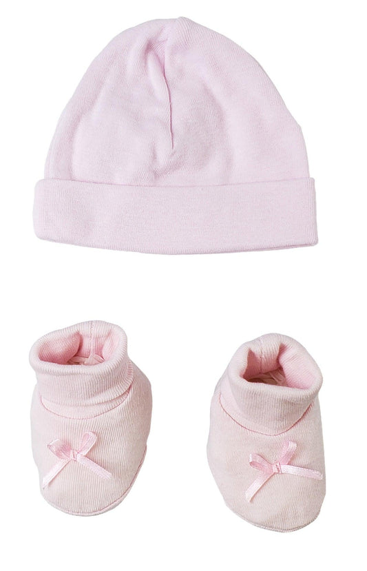 Preemie Baby Cap & Bootie Set - Pink 033PPINK - L & M Kee, LLC