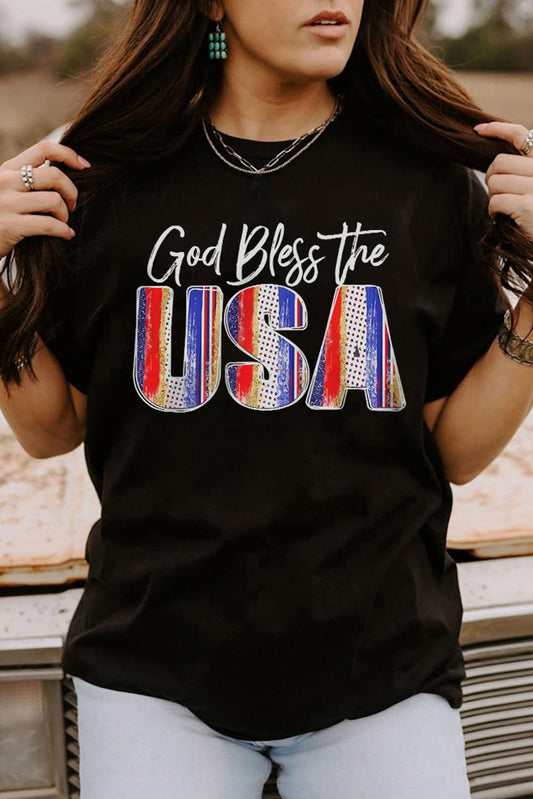 God Bless The USA Short Sleeve Graphic Tee - L & M Kee, LLC