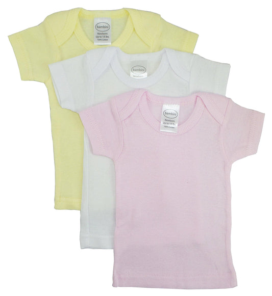 Girls Pastel Variety Short Sleeve Lap T-shirts - 3 Pack 057Pack - L & M Kee, LLC