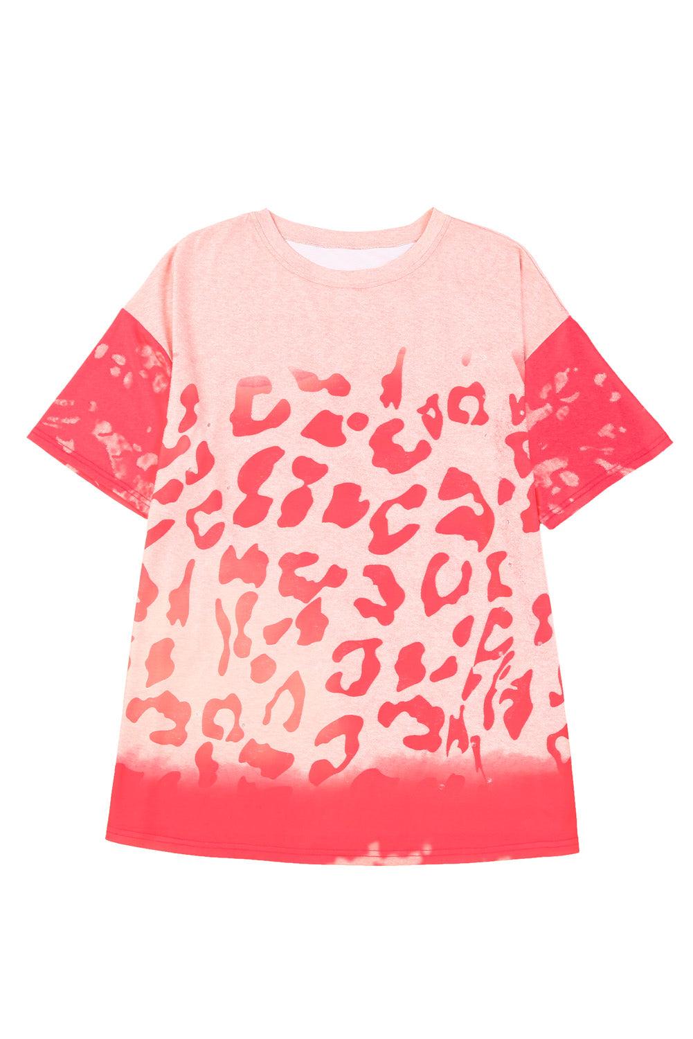 Leopard Bleached Boyfriend T Shirt - L & M Kee, LLC