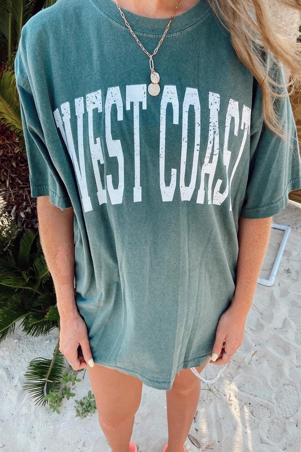 WEST COAST Letters Graphic Oversize Tee - L & M Kee, LLC