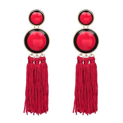 Long Fringe Resin Drop Earrings - L & M Kee, LLC