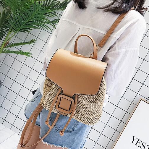 Straw Shoulder Backpack - L & M Kee, LLC