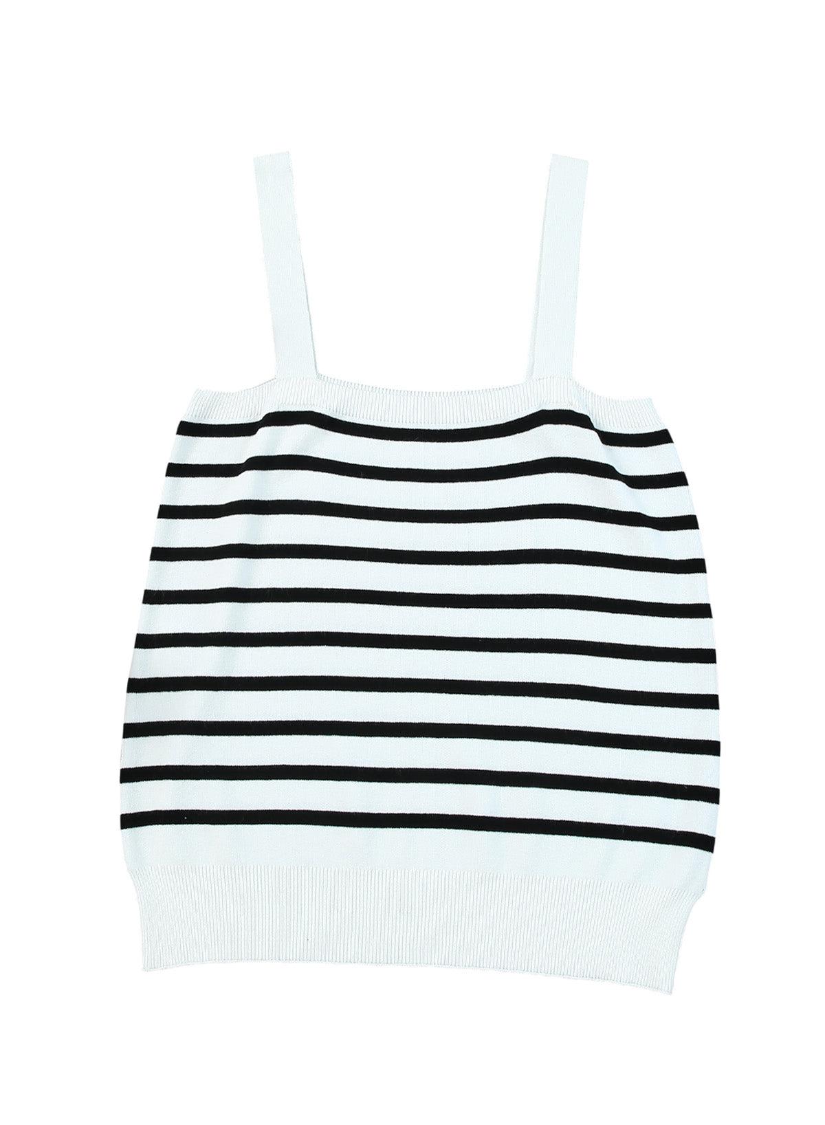 Striped Tube Spaghetti Strap Knitted Tank Top - L & M Kee, LLC