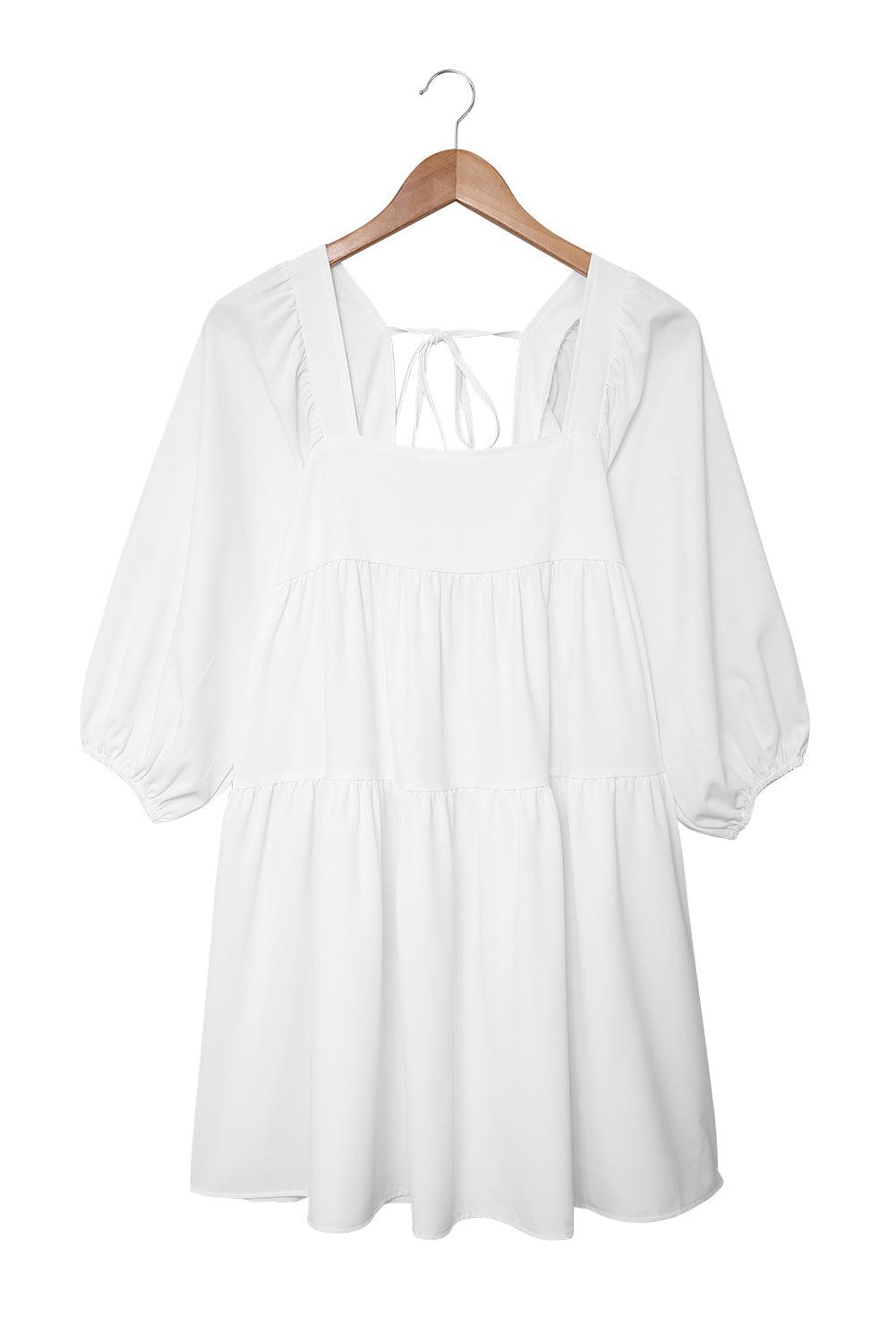 Square Neck Half Sleeve High Low Mini Dress - L & M Kee, LLC