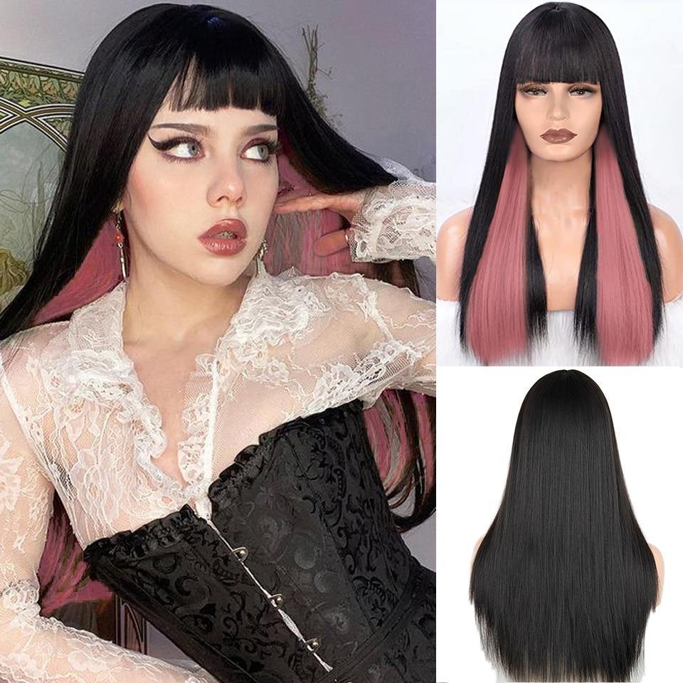 Long Straight Wig With Bangs - L & M Kee, LLC