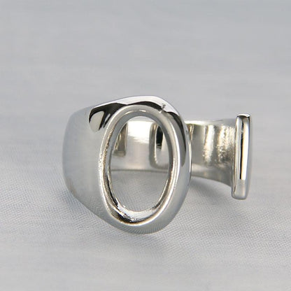 Silver Color Metal 26 Letter Open Hollow Finger Rings - L & M Kee, LLC