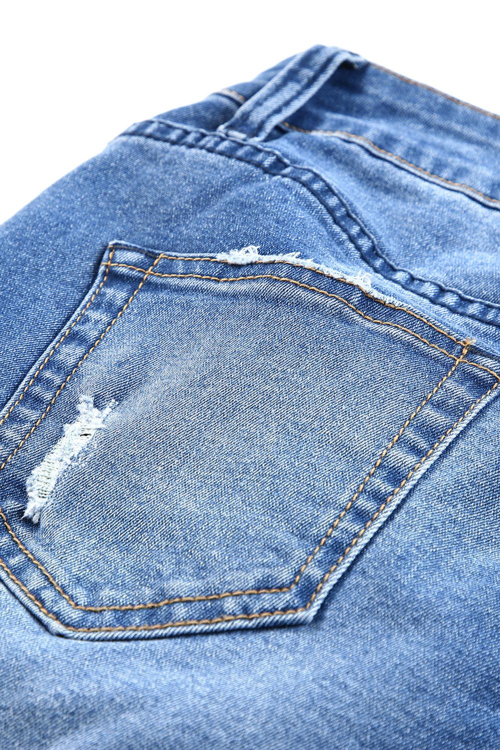 Acid Wash Roll-up Edge Bermuda Short Jeans - L & M Kee, LLC