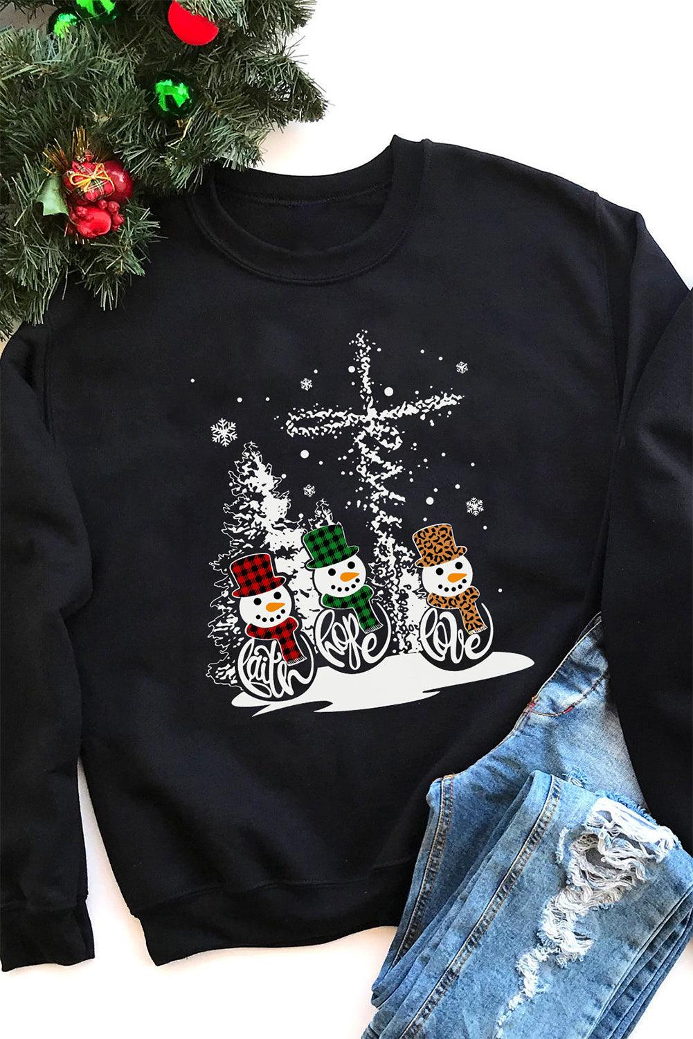 Merry Christmas Graphic Print Long Sleeve Sweatshirt - L & M Kee, LLC