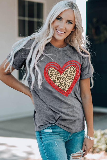 Sequin Heart Graphic Tee - L & M Kee, LLC