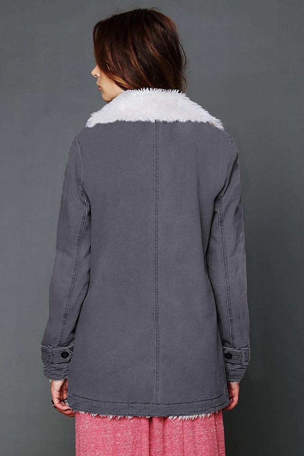 Lapel Collar All Denim Wool Warm Coat - L & M Kee, LLC