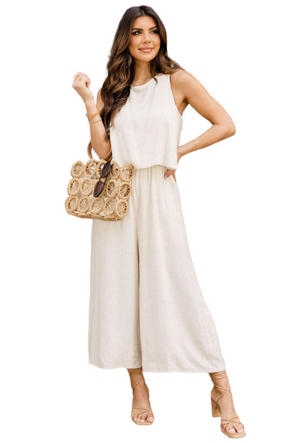 Sleeveless Ankle Length Wide Leg Jumpsuit - L & M Kee, LLC