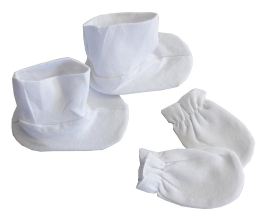 White Infant Mittens and Booties 110Pack - L & M Kee, LLC