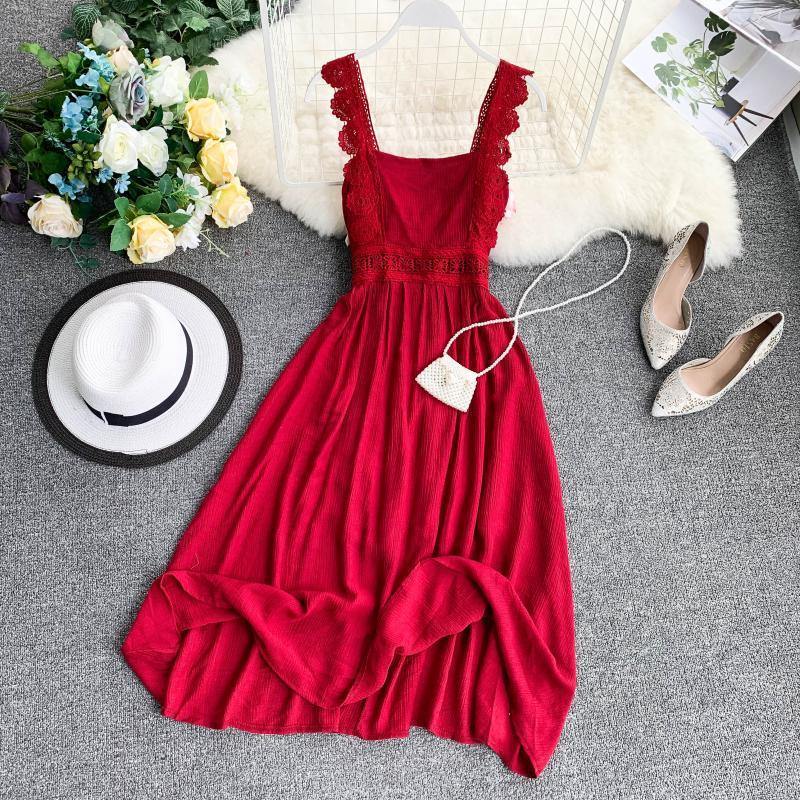 Vintage Red Dress Medium Length Dress - L & M Kee, LLC