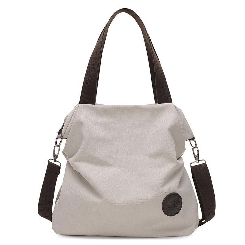 Large Pocket Casual Canvas Leather Shoulder Bag - L & M Kee, LLC