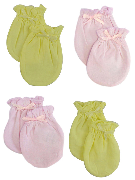 Infant Mittens (Pack of 4) 116-Pink-Yellow-4-Pack - L & M Kee, LLC