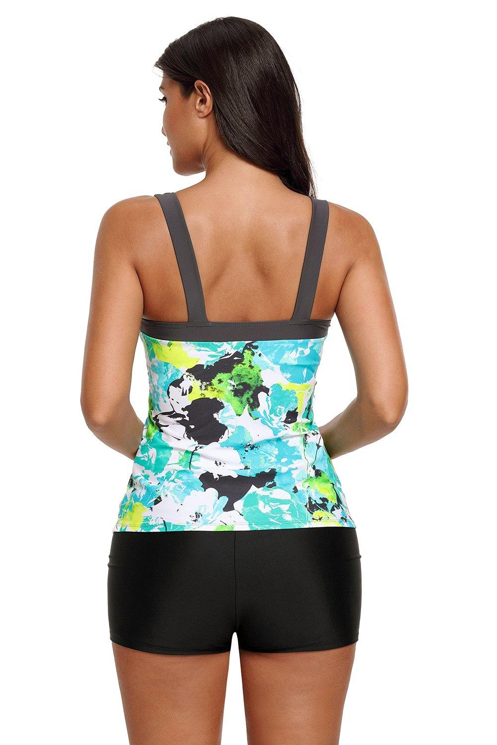 Abstract Printed Camisole Tankini Top - L & M Kee, LLC