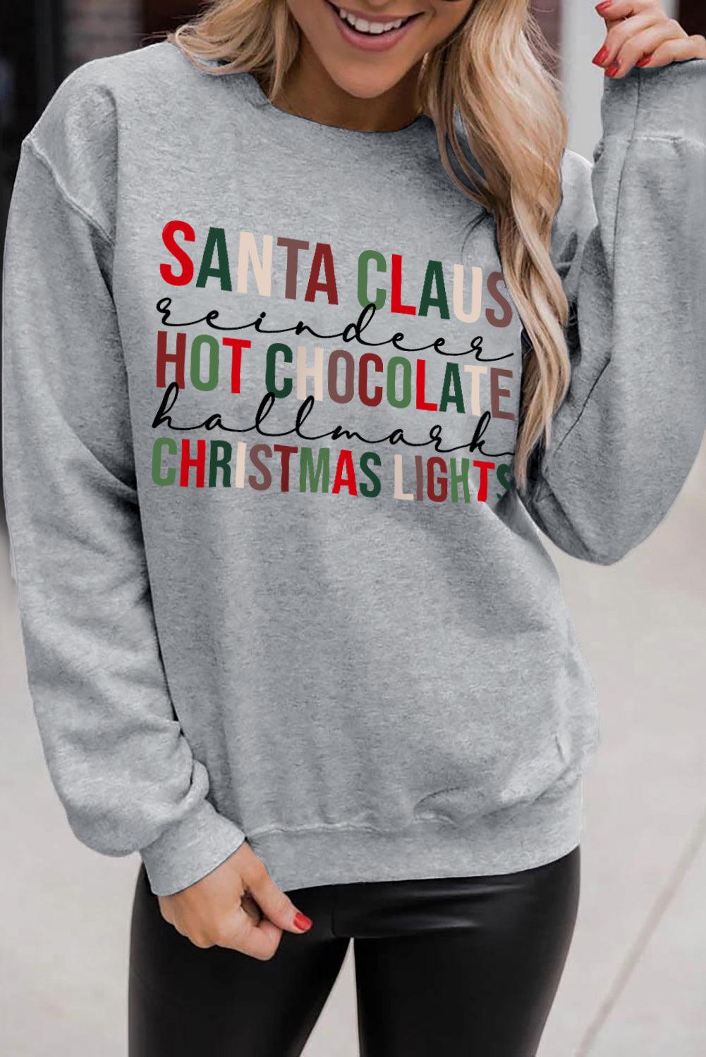 Merry Christmas Graphic Print Long Sleeve Sweatshirt - L & M Kee, LLC