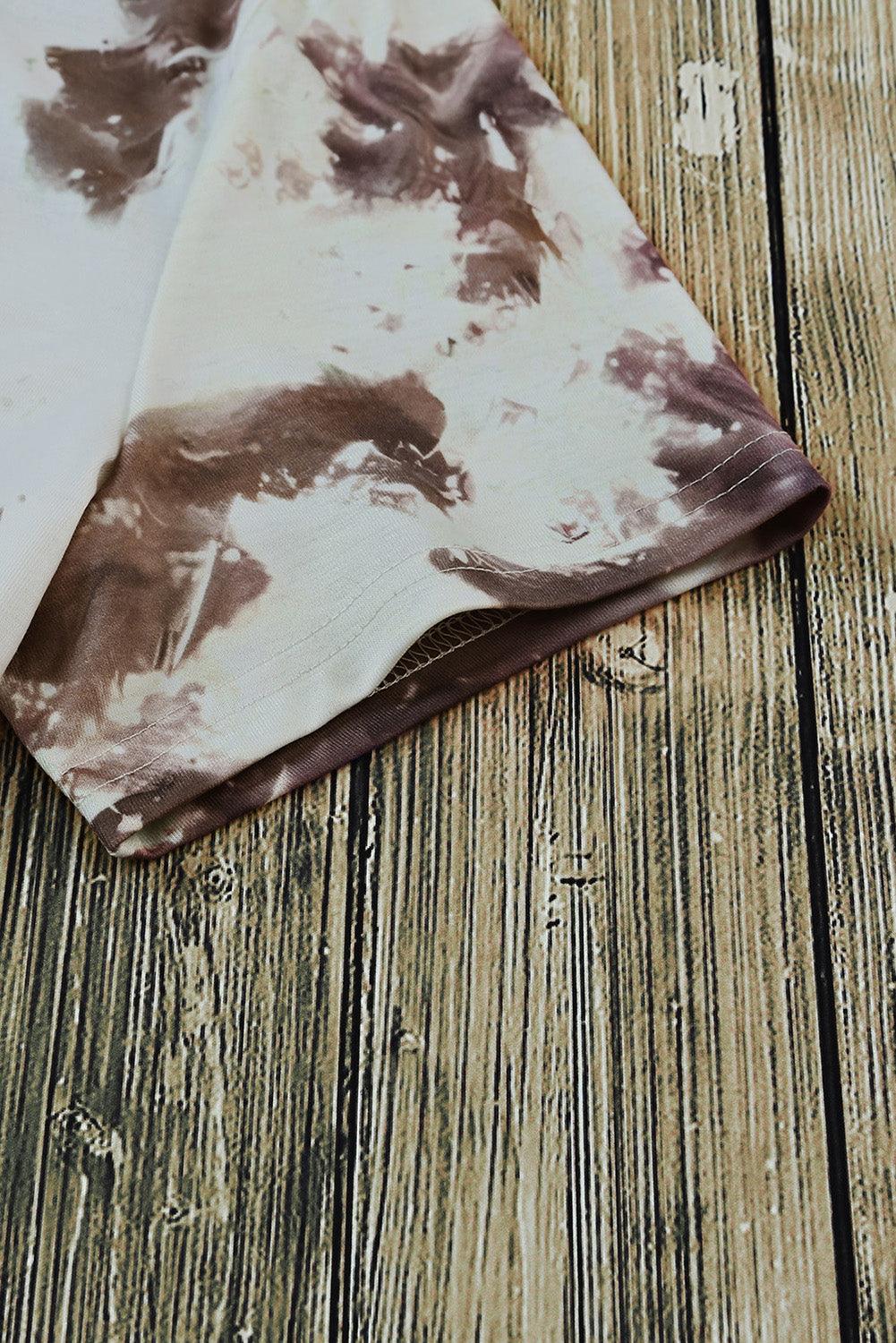 Blank Apparel- Bleached Tie-dye Print Short Sleeve Top