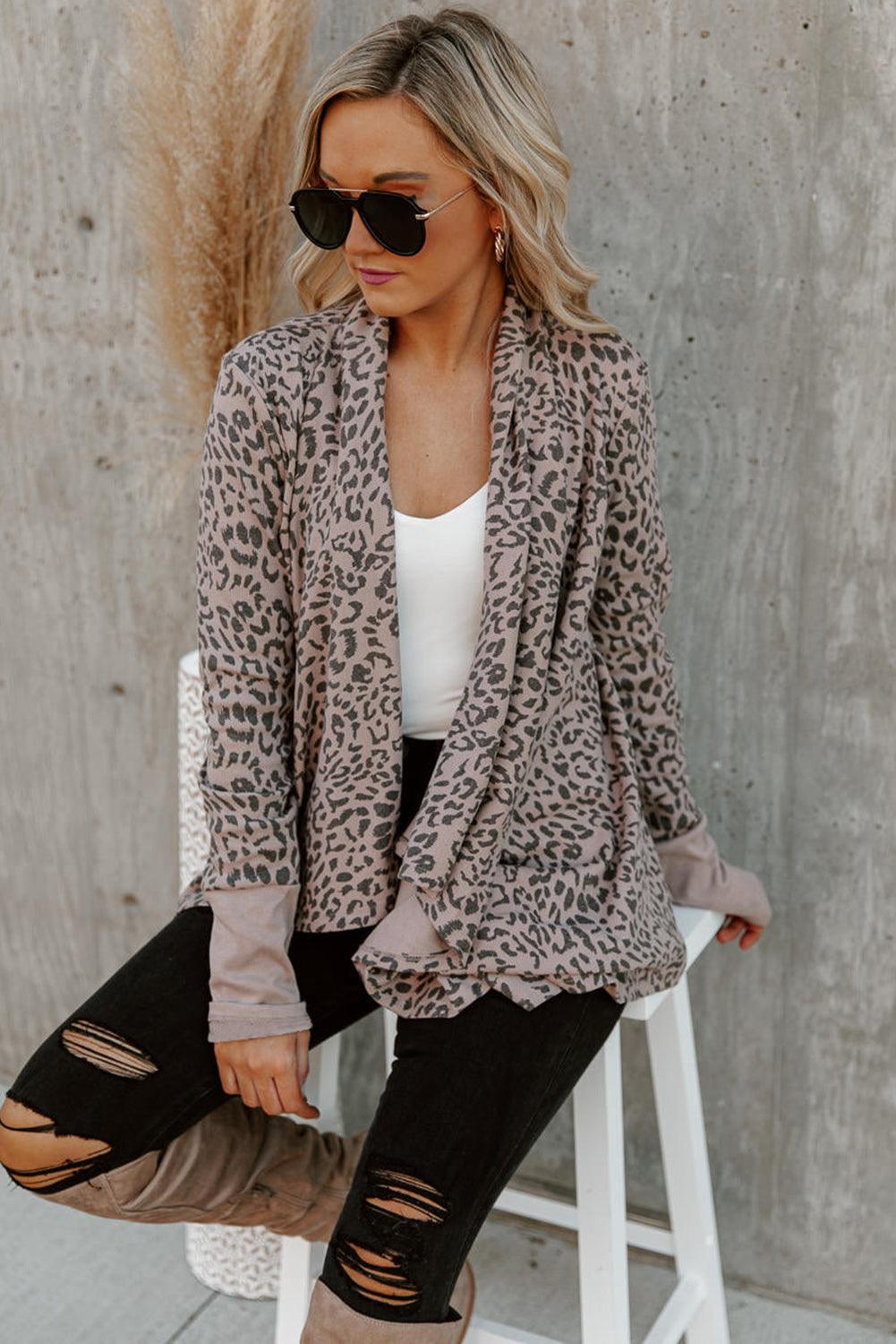 Leopard Open Front Cardigan - L & M Kee, LLC