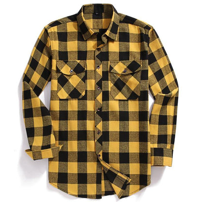 Men Flannel Two Pocket Plaid Shirt | (USA SIZE S M L XL 2XL) - L & M Kee, LLC