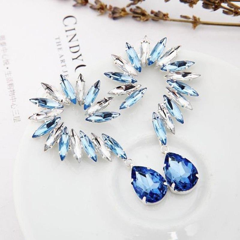 Flower Shaped Big Crystal Drop Earrings - L & M Kee, LLC