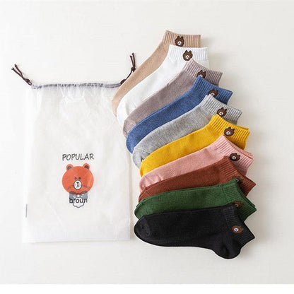 [10 PAIRS] Soft Cute Bear Sport Ankle Socks - L & M Kee, LLC