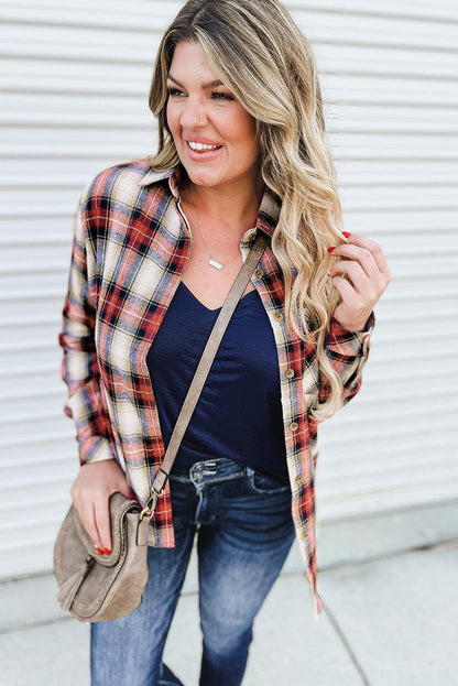 Plus Size Plaid Pattern Shirt - L & M Kee, LLC