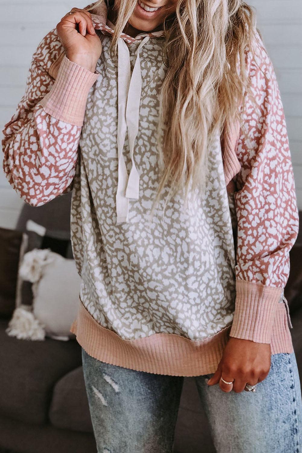Leopard Long Sleeve Hooded Sweatshirt - L & M Kee, LLC