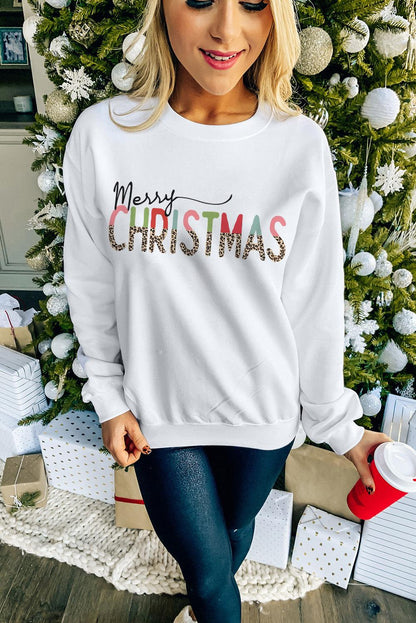 MERRY and BRIGHT Leopard Print Pullover Sweatshirt - L & M Kee, LLC