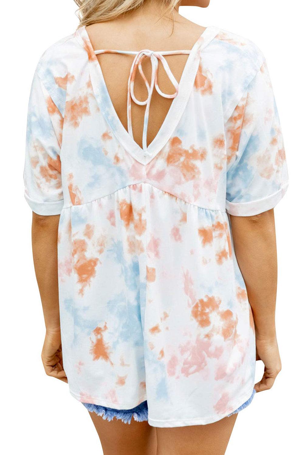 Tie Dye Flowy Short Sleeve Top - L & M Kee, LLC