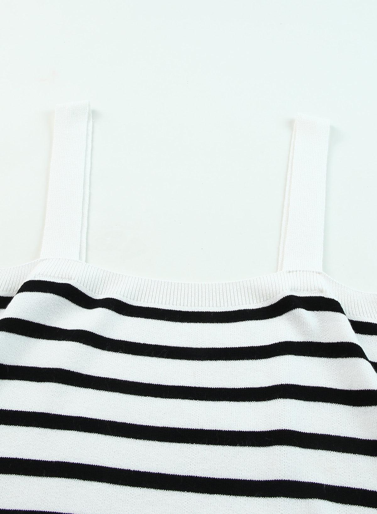 Striped Tube Spaghetti Strap Knitted Tank Top - L & M Kee, LLC