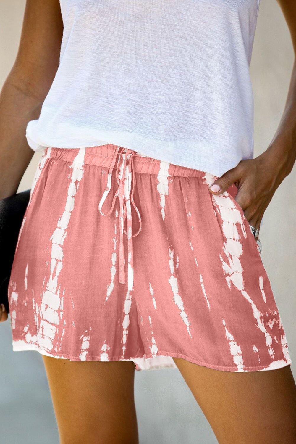 Tie Dye Drawstring Casual Shorts - L & M Kee, LLC
