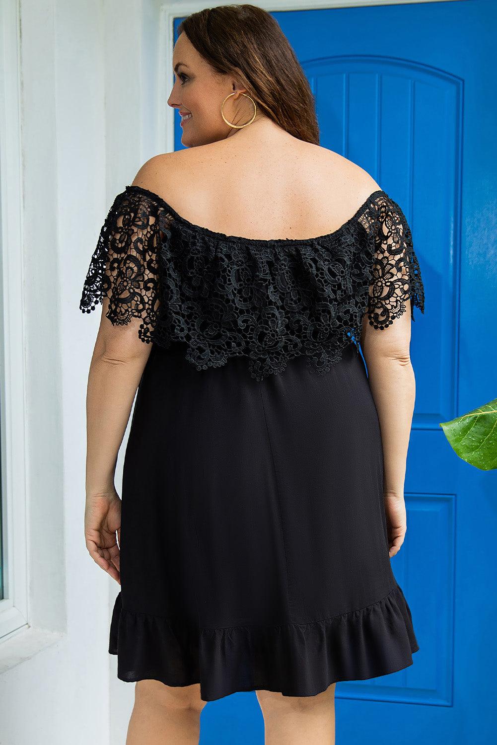 Off-the-shoulder Lace Sleeves Plus size Dress - L & M Kee, LLC