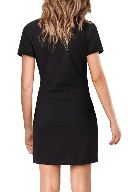 Short Sleeve Tie Waist T-Shirt Mini Dress - L & M Kee, LLC