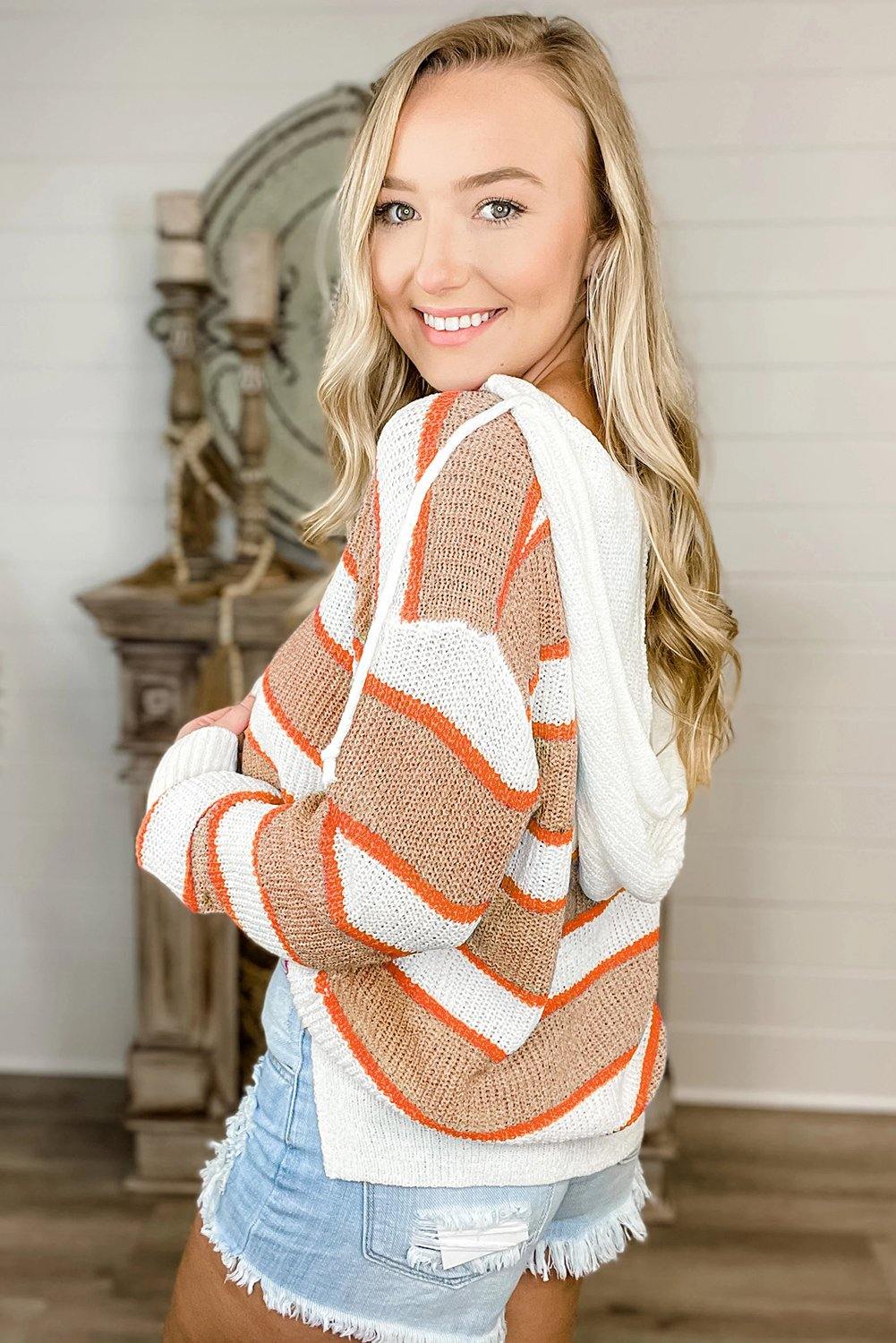 Striped Colorblock Sweater Hoodie - L & M Kee, LLC
