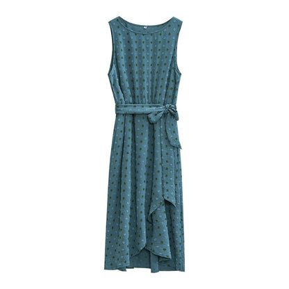 Elegant Jacquard Sleeveless Tank Top Midi Dress - L & M Kee, LLC