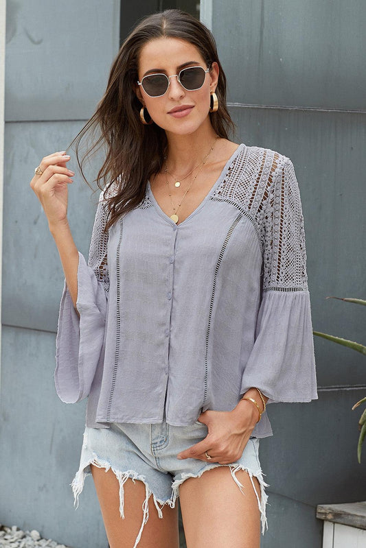 The Du Jour Crochet Blouse - L & M Kee, LLC