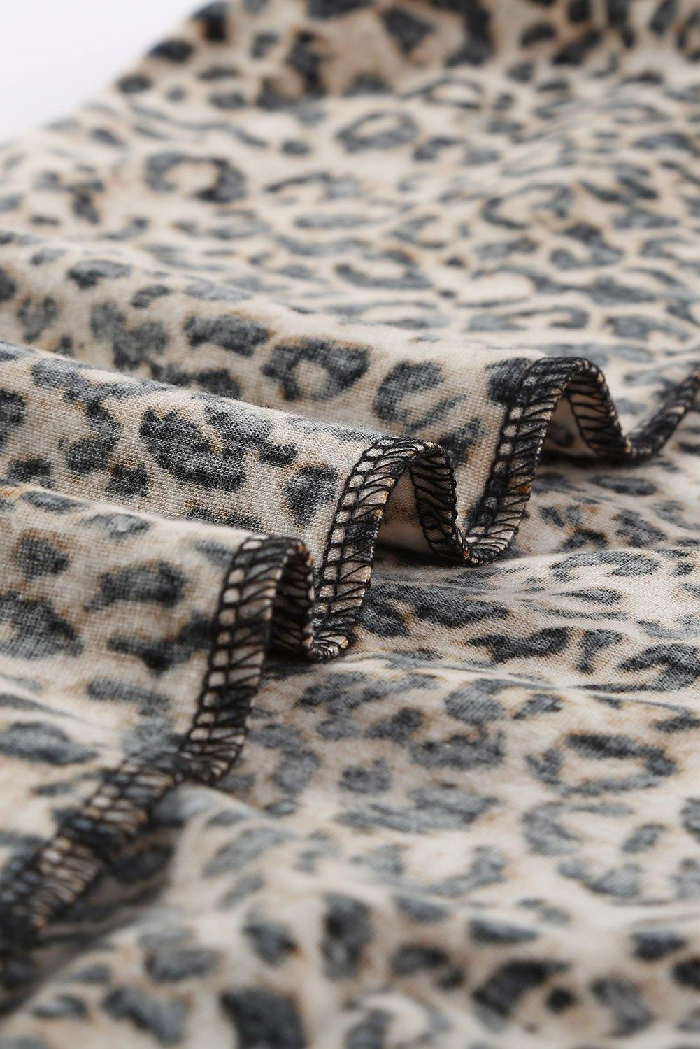 Ruffled Sleeves Leopard Tee - L & M Kee, LLC