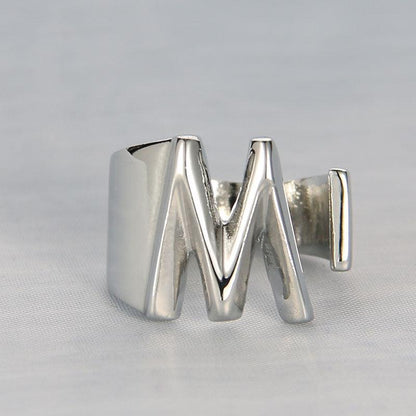 Silver Color Metal 26 Letter Open Hollow Finger Rings - L & M Kee, LLC