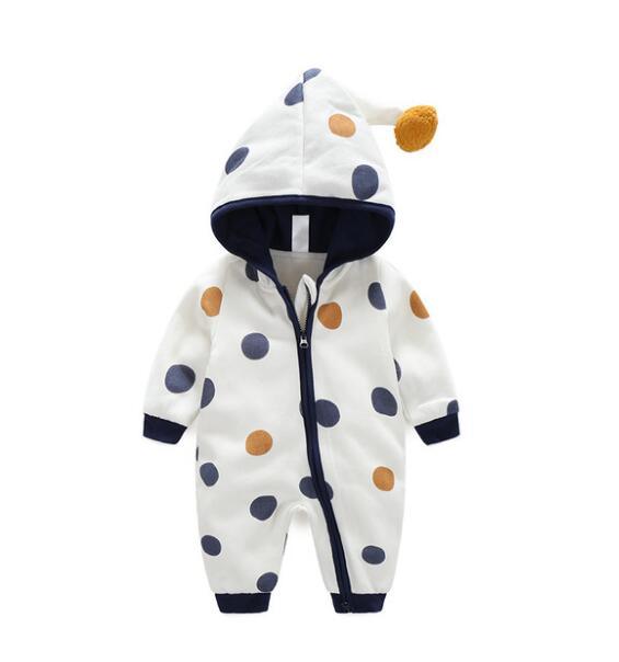 Infant Dot Long Sleeve Hooded Jumpsuit - L & M Kee, LLC